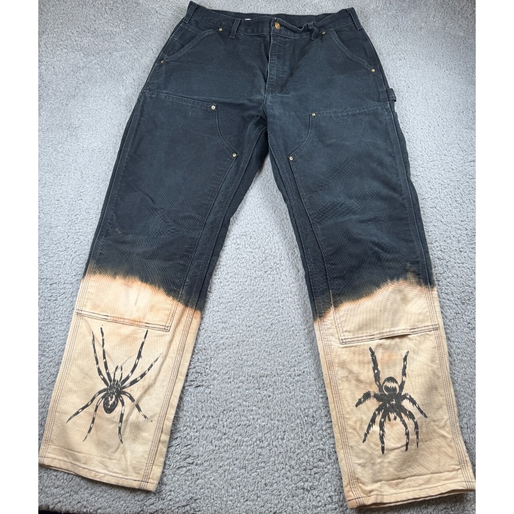 Vintage Carhartt Double Knee Pants Helmets to Hardhats Made in USA Black 34 x 32